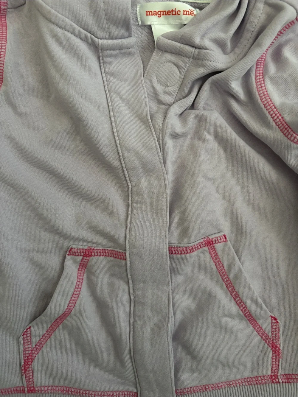 Magnetic Me Lavender Hooded Magnetic Sweatshirt with Pink Stitching, 3T